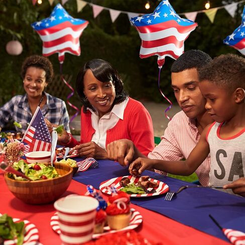 20 Pcs 4th of July Balloons 18 Inch Blue Red White Foil Balloons Patriotic American Flag Star Balloons Independence Day Party Balloons USA Balloons for Party Decorations in Saudi Arabia