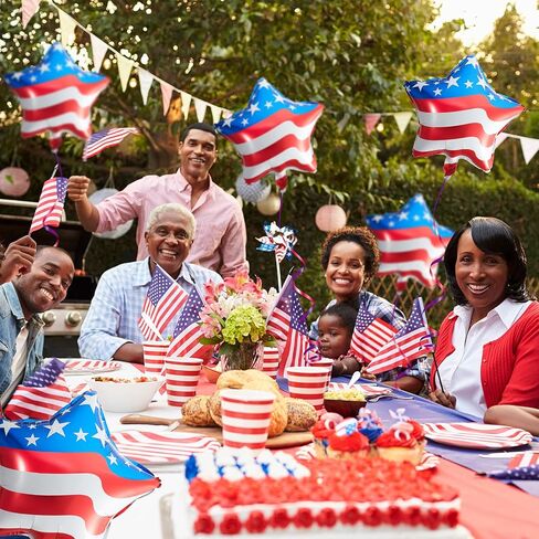 20 Pcs 4th of July Balloons 18 Inch Blue Red White Foil Balloons Patriotic American Flag Star Balloons Independence Day Party Balloons USA Balloons for Party Decorations in Saudi Arabia