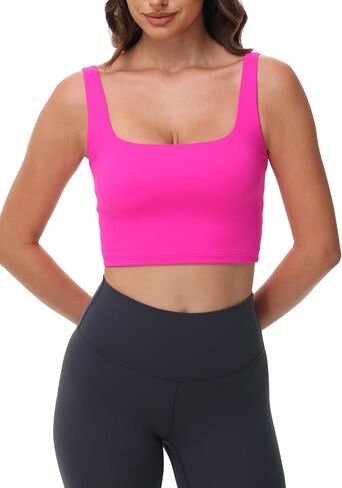 Women's Double Lined Square Neck Tank Tops Sleeveless Workout Fitness Casual Basic Crop Tops in Saudi Arabia