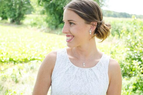 White Gold Plated Beach Wedding Starfish Cubic Zirconia Simulated Pearl Earring & Necklace Set in Saudi Arabia