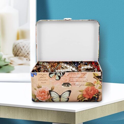 Yardwe Tinplate Storage Case Metal Lock Box with Key and Lock Secret Storage Tin Case Vintage Letter Container Gift for Chocolate Candy Tea Coffee Cosmetics Jewelry Photo Treasure Chest Box in Saudi Arabia