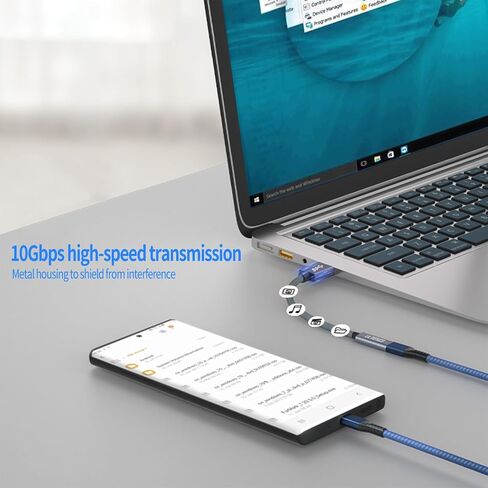 محول USB A ذكر إلى USB C أنثى مطور، 2 محول USB 3.2 عالي السرعة لنقل البيانات 10 جيجابت في الثانية وشحن سريع 60 وات، متوافق مع Apple/iPhone/iPad (رمادي 12.5 سم) in Saudi Arabia