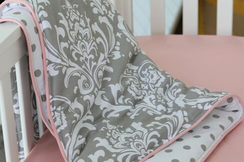 3 pcs set Boho Floral Ruffle Baby Minky Blanket Baby Nursery Crib Skirt Set Baby Girl Crib Bedding (Grey Purple) in Saudi Arabia