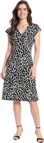 London Times Women's V-Neck Ruffle Sleeve Matte Jersey Dress Casual Summer Fun Easy Wear to Brunch in Saudi Arabia