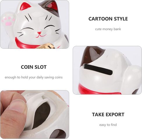 Maneki Neko Coin Bank Lucky Cat Piggy Bank Fortune Cat Money Saving Pot Japanese Ceramic Cat Figurine Lucky Animal Desktop Ornament for Girl Boy Home Decor Piggy Bank in Saudi Arabia