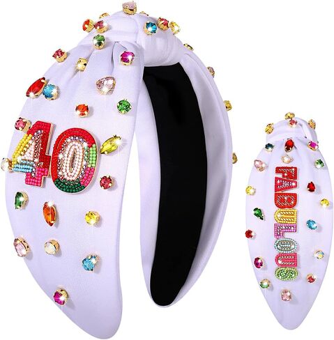 Birthday Headband for Women Colorful Rhinestone Crystal Birthday Girl Hairband Birthday Crown Tiara Birthday Accessories Birthday Gifts for Her (HBR) in Saudi Arabia