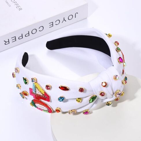Birthday Headband for Women Colorful Rhinestone Crystal Birthday Girl Hairband Birthday Crown Tiara Birthday Accessories Birthday Gifts for Her (HBR) in Saudi Arabia