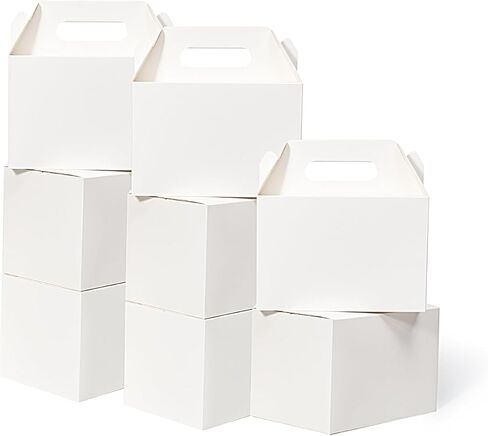 20 عبوة من علب الهدايا الكبيرة من Shalive باللون الأبيض - علب هدايا الجملون مقاس 9 × 6 × 6 بوصات مع مقبض، صناديق غداء من الورق المقوى، صناديق إخراج الورق المعاد تدويرها، صناديق الترحيب لحفلات الزفاف وحفلات استقبال المولود الجديد وأعياد الميلاد in Kuwait