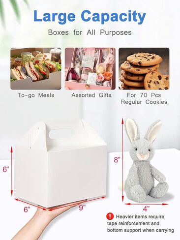 20 عبوة من علب الهدايا الكبيرة من Shalive باللون الأبيض - علب هدايا الجملون مقاس 9 × 6 × 6 بوصات مع مقبض، صناديق غداء من الورق المقوى، صناديق إخراج الورق المعاد تدويرها، صناديق الترحيب لحفلات الزفاف وحفلات استقبال المولود الجديد وأعياد الميلاد in Kuwait