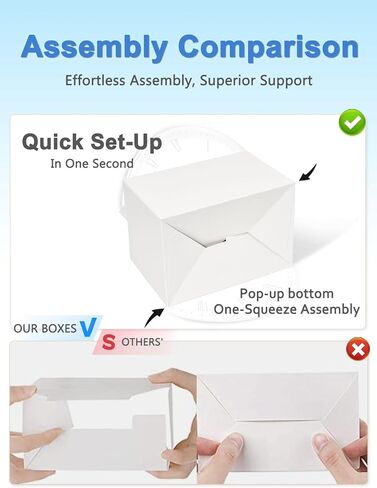 20 عبوة من علب الهدايا الكبيرة من Shalive باللون الأبيض - علب هدايا الجملون مقاس 9 × 6 × 6 بوصات مع مقبض، صناديق غداء من الورق المقوى، صناديق إخراج الورق المعاد تدويرها، صناديق الترحيب لحفلات الزفاف وحفلات استقبال المولود الجديد وأعياد الميلاد in Kuwait