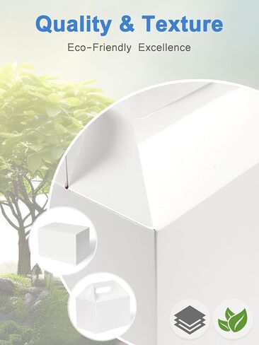 20 عبوة من علب الهدايا الكبيرة من Shalive باللون الأبيض - علب هدايا الجملون مقاس 9 × 6 × 6 بوصات مع مقبض، صناديق غداء من الورق المقوى، صناديق إخراج الورق المعاد تدويرها، صناديق الترحيب لحفلات الزفاف وحفلات استقبال المولود الجديد وأعياد الميلاد in Kuwait