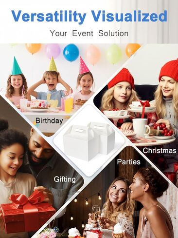 20 عبوة من علب الهدايا الكبيرة من Shalive باللون الأبيض - علب هدايا الجملون مقاس 9 × 6 × 6 بوصات مع مقبض، صناديق غداء من الورق المقوى، صناديق إخراج الورق المعاد تدويرها، صناديق الترحيب لحفلات الزفاف وحفلات استقبال المولود الجديد وأعياد الميلاد in Kuwait