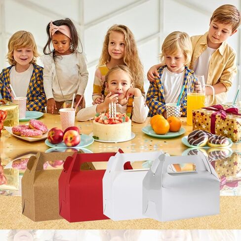 Swingers 50 Pack Gable Boxes,Treat Boxes,Candy Boxes,Party Favor Boxes with Handles,Paper Gift Bags for Kids,Birthday,Party,Wedding,Halloween,Christmas (Red, 6.3x3.5x3.2 inch) in Saudi Arabia