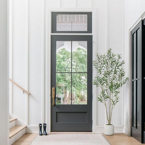 أشجار زيتون ROOMTEC صناعية داخلية، شجرة زيتون صناعية بطول 6 أقدام مع زارع أبيض وطحالب وهمية، نباتات بوعاء ديكور صناعي وأوراق جذع واقعية وفواكه لديكور المنزل والمكتب (1، 6 أقدام) in Kuwait