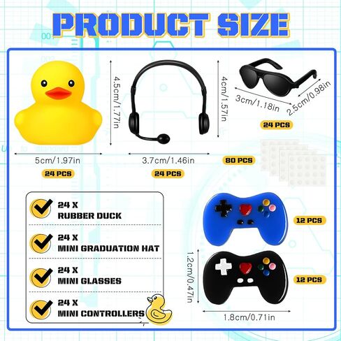 Leitee 24 Sets Video Game Party Favors Mini Rubber Ducks | Video game party toy, goodie bag fillers, party favors gifts, swimming bathtub,Birthday，decorations in Saudi Arabia