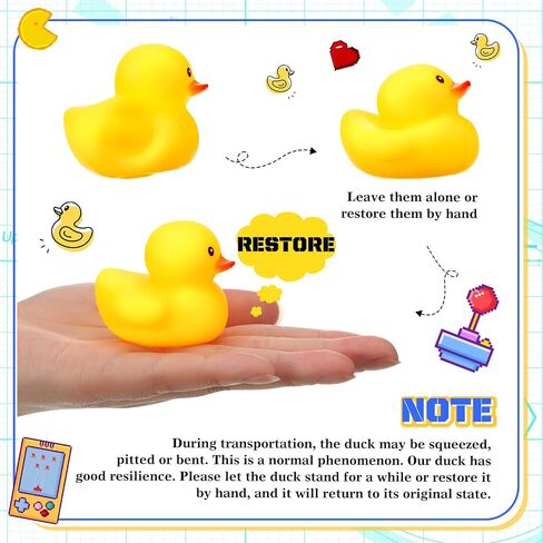 Leitee 24 Sets Video Game Party Favors Mini Rubber Ducks | Video game party toy, goodie bag fillers, party favors gifts, swimming bathtub,Birthday，decorations in Saudi Arabia