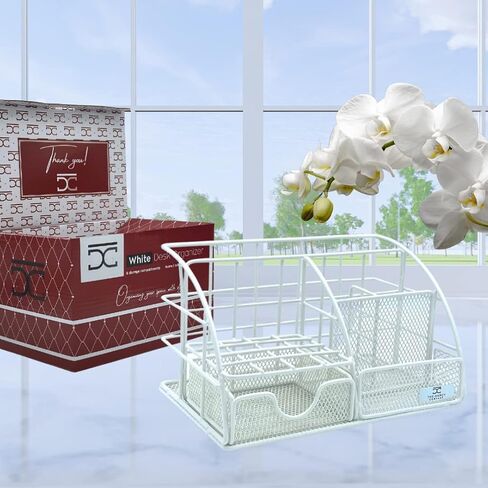 Rose Gold Desk Organizer for Women, Mesh All in One Desktop Organization for Office Supplies and Accessories - Aesthetic Storage Home and Office Decor, Pen, Pencil, and Paper Holder in Saudi Arabia