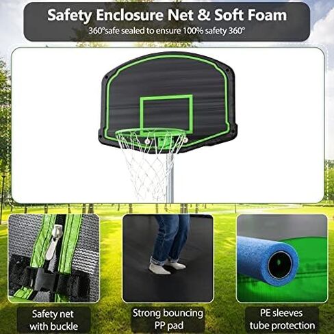 12 14FT Trampoline with Slide and Swings, ASTM Approved Large Recreational Trampoline with Basketball Hoop and Ladder,Outdoor Backyard Trampoline with Net, Capacity for 5-7 Kids and Adults in Saudi Arabia