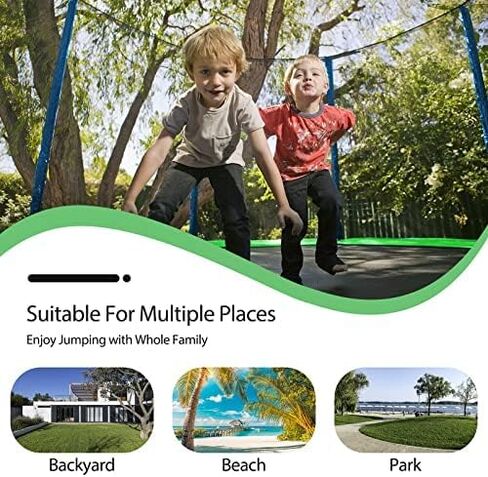 12 14FT Trampoline with Slide and Swings, ASTM Approved Large Recreational Trampoline with Basketball Hoop and Ladder,Outdoor Backyard Trampoline with Net, Capacity for 5-7 Kids and Adults in Saudi Arabia