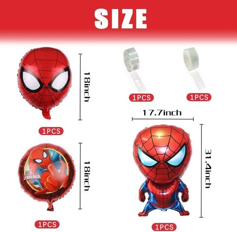 مجموعة بالونات سبايدرمان للحفلات، 115 قطعة من بالونات اللاتكس مع بالونات فويل خلفية عيد ميلاد سعيد للأطفال وحفلات أعياد الميلاد وحفلات استقبال المولود الجديد in Kuwait