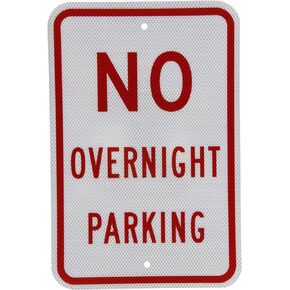 SmartSign - K-4266-DG-12x18 "No Overnight Parking" Sign | 12" x 18" 3M Diamond Grade Reflective Aluminum Red on White