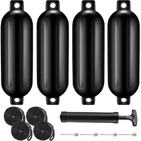 مصدات القوارب للمصدات، 4 قطع، مصدات القوارب البحرية المضلعة القابلة للنفخ تأتي مع حبال وإبر ومضخة للنفخ، مصدات القوارب لرسو السفن in Kuwait