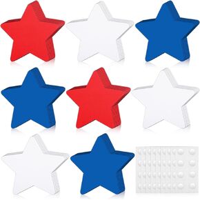 Teling 180 Pcs Patriotic Star Cutouts 4th of July Red White and Blue Paper Stars Cutouts Independence Day Memorial Day Cutouts with Glue Points for Bulletin Board School Decor DIY Craft, 6 x 6''