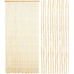 52 Strands Bamboo and Wood Beaded Curtain for Doorway Handmade Natural Doorway Beads Bohemian Bamboo and Wooden Room Devider Hanging Boho Beaded Curtain, Beige Bamboo Joint 35.4" x 74.8"