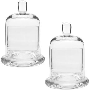 EXCEART Display Dome Cloche Glass Cloche 2 Sets Clear Glass Dome Candle Glass Jar Cloche Dome Bell Jar Candle Cover Display Wedding Decoration Ornament Clear Glass Bell Jar Dome