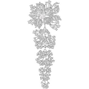 Gyn&Joy 7.59 Inch Crystal Large Wedding Bouquet Brooch Pin