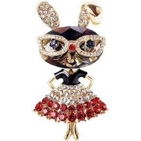 Cute Crystal Rabbit Animal Brooch Pin for Women Girls Fashion Rhinestone Vintage Rabbit Lapel Pin Costume Accessories Party Christmas Graduation Easter Jewelry Gift Souvenir