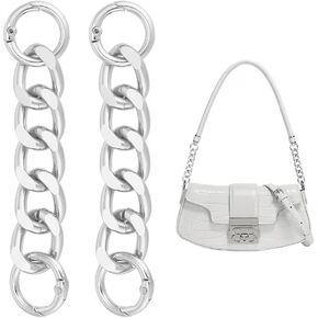 UNICRAFTALE 2Pcs 10.8cm Short Purse Strap Extender Replacement Crossbody Chain Aluminum Curb Chain with Aolly Spring Gate Rings Silver Shoulder Clutch Handbag Bag Replacement Accessories
