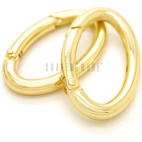 CRAFTMEmore 2PCS 1 1/2 x 3/4 Inches Oval Ring Spring Opening Purse Making Hardware Snap Trigger Clip (Gold)