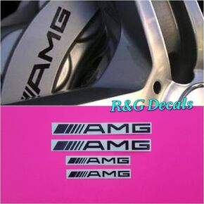 R&G AMG High Temp Brake Caliper Decal Sticker Set of 4 Decals (Black)