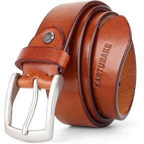 Premium Top-grain Men’s Leather Belt,Adjustable，Simple, Casual, Durable - 5mm Thickness, Aluminum Alloy Buckle