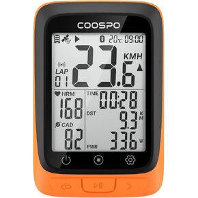 COOSPO Bike Computer Wireless GPS, Cycling Computer GPS Bike Tracker with Bluetooth/ANT+, Waterproof Bicycle Computer GPS Speedometer with Auto Backlight, 2.4 inch LCD Display