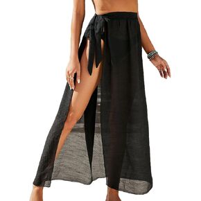 L'OUNASS Cover Ups For Swimwear Women Pareo Bathing Suit Beach Bikini Wrap White Black Swimsuit Sarong Wrap For Women