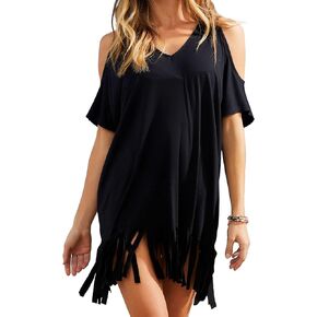 L'OUNASS Women's Swimwear Cover Ups Bathing Suit Beach Dress Ruffle Sleeveless Bikini Cover Up Loose Beach Outfits For Women