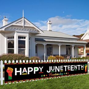 Happy Juneteenth Banner Outdoor, 120x20 Inch, Juneteenth Banner for Happy Juneteenth Decorations, Juneteenth Yard Sign Decorations, Independence Freedom Day Juneteenth Decorations