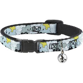 Cat Collar Breakaway Cloudy Skies Rain Clouds White Blues 8 to 12 Inches 0.5 Inch Wide