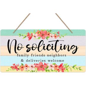 WaaHome No Soliciting Sign for House, 6"X12" No Soliciting Sign for Home Front Door Wall Decorations, No Solicitation Sign for House Door