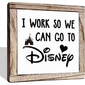 Inspirational Wood Signs, Disney Home Décor, Disney Office Décor, Disney Décor, Rustic Office Decor Art, Motivational Office Desk Decor, Farmhouse Home Decor, I Work So We Can Go to Disney