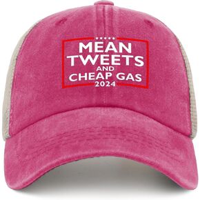 Mean Tweets and Cheap Gas 2024 Hat for Mens Fashion Caps Women AllBlack Ball Caps Trendy for New Driver