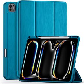 حافظة LEOMARON لجهاز iPad Pro 13 بوصة 2024 (M4) مع حامل قلم رصاص، غطاء خلفي ناعم من مادة TPU لجهاز iPad Pro 13، حامل ثلاثي الطي، يدعم قلم رصاص Pro وقلم رصاص (USB-C)، تنبيه/غفو تلقائي، أخضر صنوبر