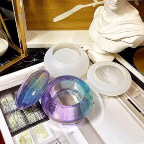 2 pcs Small Jar Mold,Jewelry Dish Resin Mold, Box with lid Silicone, Storage Box Mold,Ring Holders,Casting Resin Art in Kuwait