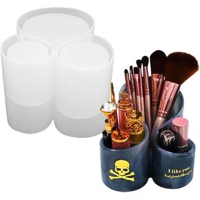 Large Silicone Resin Mold 3 in 1 Silicone Storage Box Mold Makeup Organizer Tray Mold Pen Brush Holder Mold Jewelry Resin Casting Mold for Home Decor