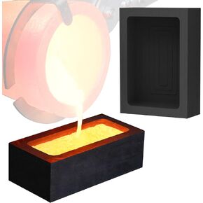 1KG CANALHOUT Graphite Ingot Mold Casting Tool, Casting Melting Tool, Used for Refining Gold, Silver, Copper, Aluminum, Brass (4 x 2 x 1 Inch)