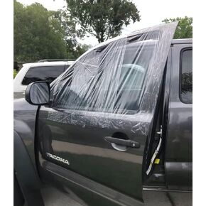 Big Tape Window Plastic Barrier Film – 2 Pack of 12 Feet XL Roll of Plastic for Windows – 17.5 Inch Wide Car Tape for Broken Windows – Waterproof, No Sticky Residue – Easy DIY Installation.