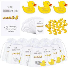Fuutreo 30 Set Yellow Duck Brooches with You're Awesome Cheer Card Duck Pins for Employee Appreciation Gift (Yellow)