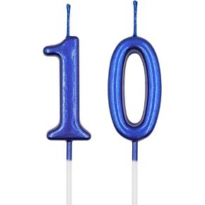 10th Birthday Candles, Gold Number 10 Candle for Cake, Happy Birthday Cake Topper Decoration for Birthday Anniversary Celebration Party Supplies